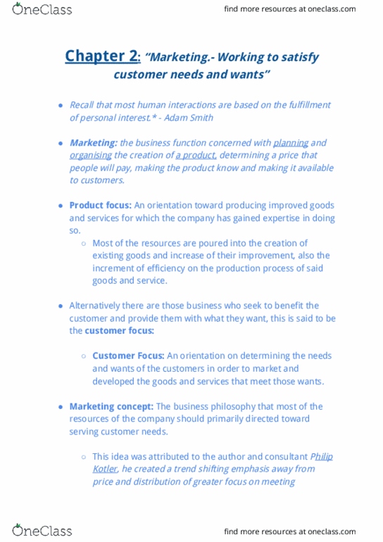 MGTA02H3 Chapter Notes - Chapter 2: Market Segmentation, Marketing Mix, Philip Kotler thumbnail