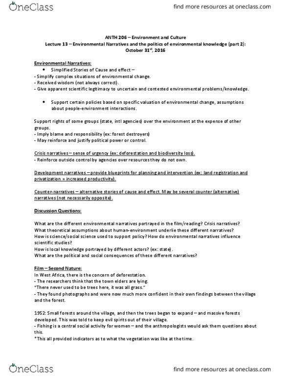 ANTH 206 Lecture Notes - Lecture 13: Land Registration thumbnail