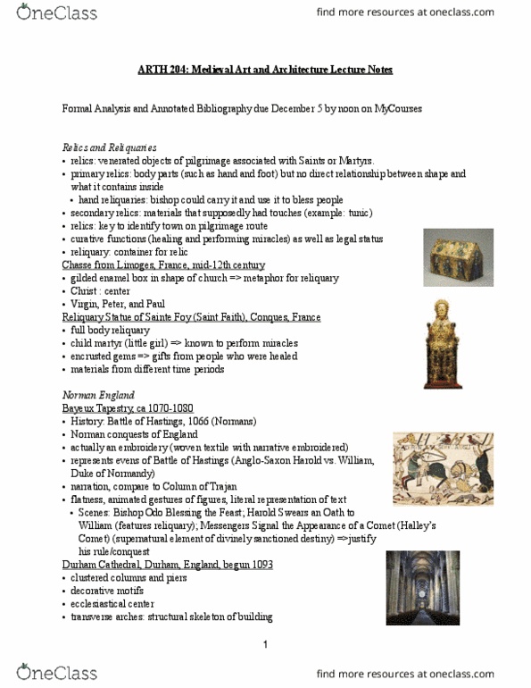 ARTH 204 Lecture Notes - Lecture 10: Suger, Amiens Cathedral, Chartres Cathedral thumbnail