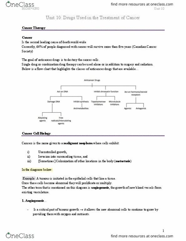 BIOM 4090 Lecture Notes - Lecture 10: Cisplatin, Thymidylate Synthase, Purine thumbnail