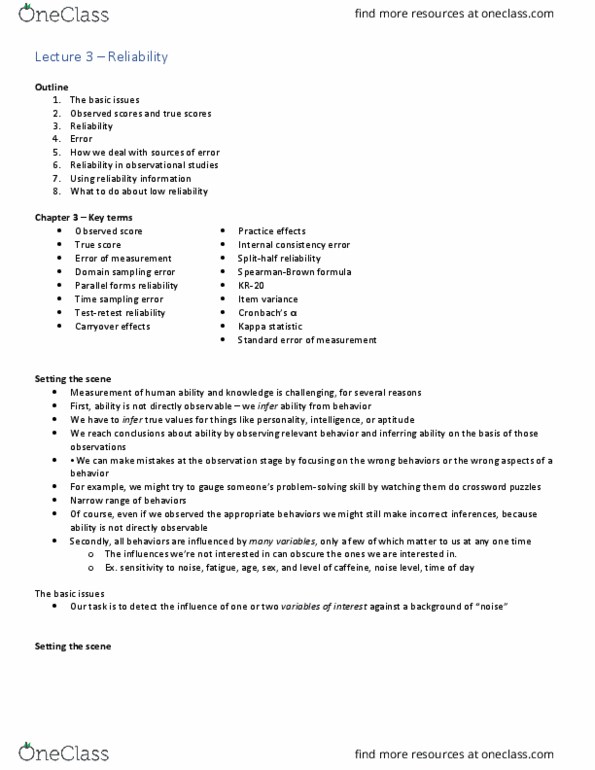 Psychology 2080A/B Lecture Notes - Lecture 3: Agreeableness, Reliability Engineering, Normal Distribution thumbnail