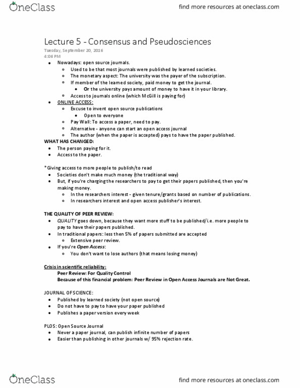 BIOL 210 Lecture Notes - Lecture 5: Web Of Science, Impact Factor, Journal Citation Reports thumbnail