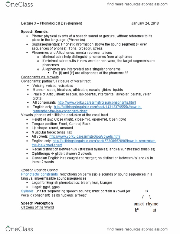 JLP315H1 Lecture Notes - Lecture 3: Epenthesis, Cleft Lip And Cleft Palate, Sibilant thumbnail