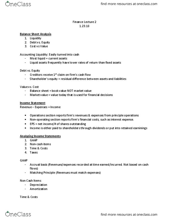 FIN 357 Lecture Notes - Lecture 2: Accounting Liquidity, Operating Cash Flow, Tax Bracket thumbnail