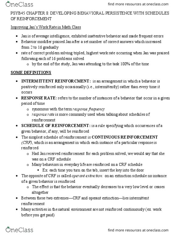 PSYB45H3 Chapter Notes - Chapter 8: Richard Herrnstein, Matching Law, Eye Contact thumbnail