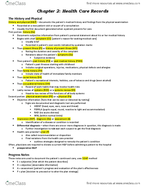 C C 306M Chapter Notes - Chapter 2: Ct Scan, Hospital Records, Radiography thumbnail
