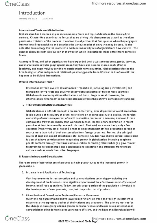 GMS 723 Lecture Notes - Lecture 1: Franchising, Portfolio Investment, Foreign Direct Investment thumbnail