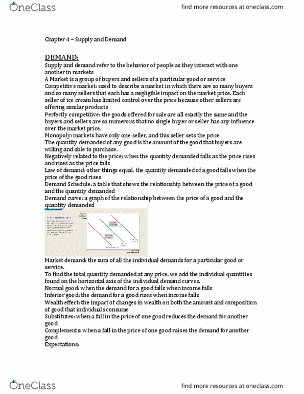 ECON 101 Chapter Notes - Chapter 4: Comparative Statics, Economic Equilibrium, Demand Curve thumbnail