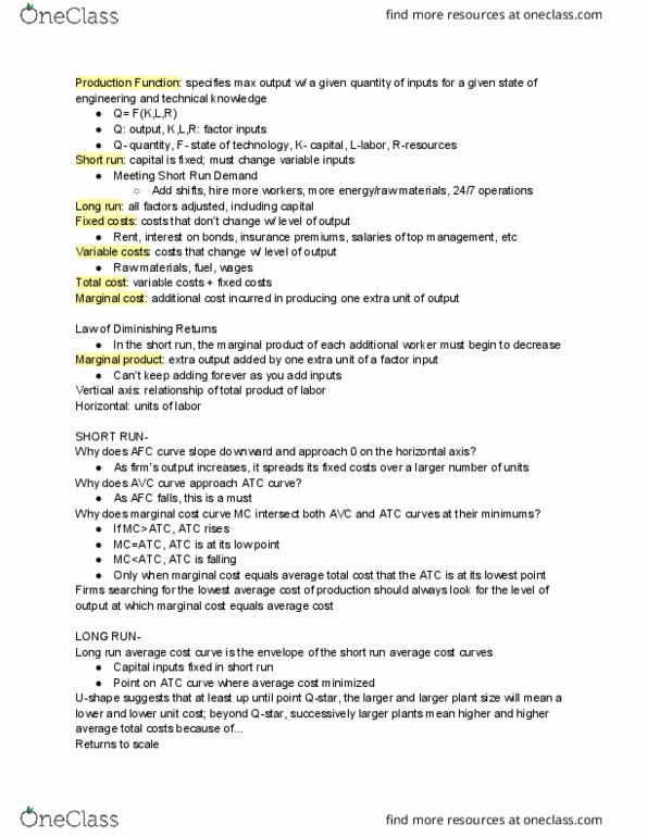 MGMT 4A Lecture Notes - Lecture 2: Marginal Cost, Marginal Product thumbnail