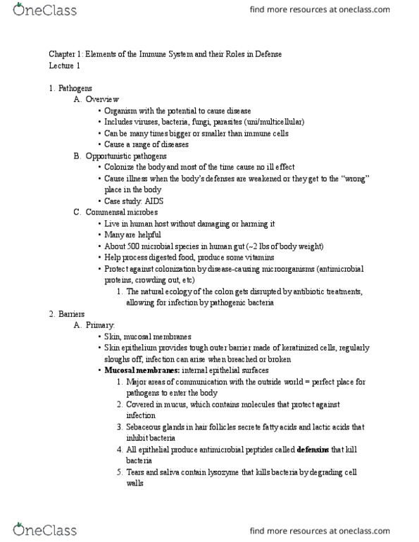 CAS BI 385 Lecture Notes - Lecture 1: Orthomyxoviridae, Edema, Protozoa thumbnail