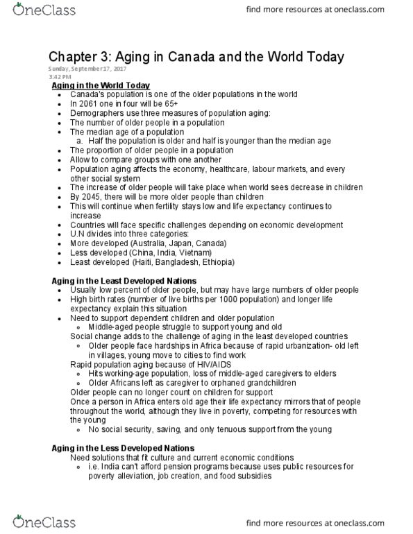 SOC334H5 Chapter Notes - Chapter 3: Baby Boom, Prenatal Care, Demographic Transition thumbnail