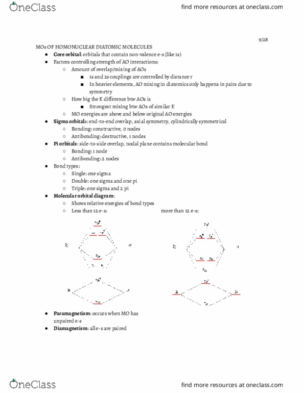 CHEM 1A Lecture Notes - Lecture 5: Covalent Bond, Diamagnetism, Paramagnetism thumbnail