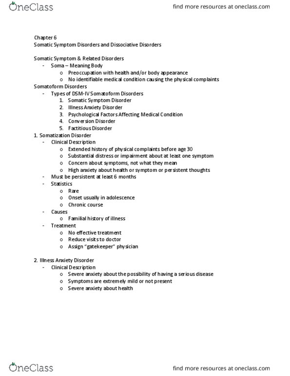 PSYC 3F20 Lecture Notes - Lecture 1: Dissociative Identity Disorder, Psychogenic Amnesia, Countertransference thumbnail