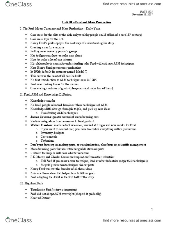 NATS 1775 Lecture Notes - Lecture 10: Deskilling, James J. Couzens, Walter Flanders thumbnail