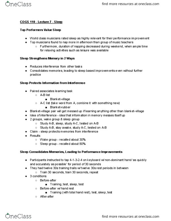 COGS 110 Lecture Notes - Lecture 7: Prefrontal Cortex, Synapse, Human Brain thumbnail