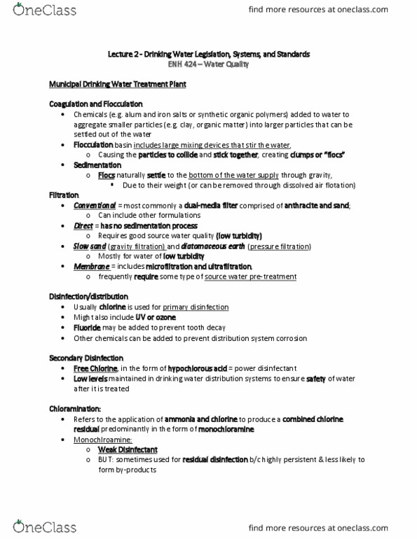 ENH 424 Lecture Notes - Lecture 2: Hepatitis A, Hepatitis E Virus, Protozoa thumbnail