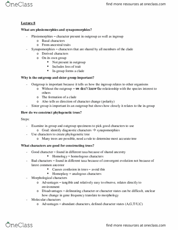 GEL 107 Lecture Notes - Lecture 8: Carl Linnaeus, Subphylum, Binomial Nomenclature thumbnail