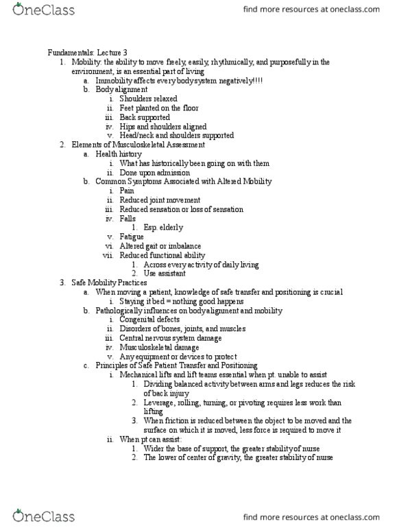 NURS-B - Nursing NURS-B 244 Lecture Notes - Lecture 3: Palliative Care, Weight-Bearing, Diaphragmatic Breathing thumbnail