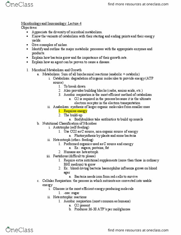 NURS-B - Nursing NURS-B 244 Lecture Notes - Lecture 4: Chemiosmosis, Candida Albicans, Cloning thumbnail