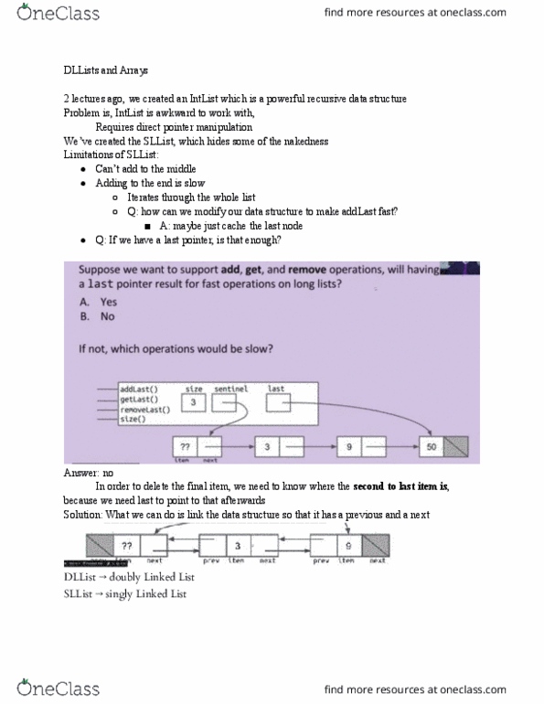 COMPSCI 61B Lecture Notes - Lecture 5: Member Variable, Linked List thumbnail