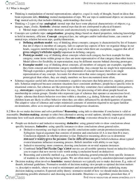 PSYC 100 Chapter Notes - Chapter 8: Deductive Reasoning, Behavioural Genetics, Scientific Method thumbnail