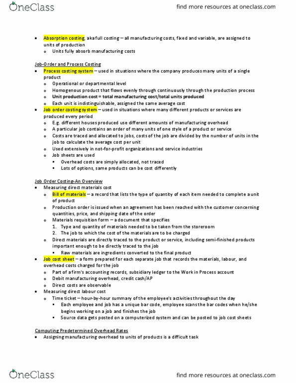 AFM102 Lecture Notes - Lecture 5: Lean Manufacturing, Expense, Cost Driver thumbnail