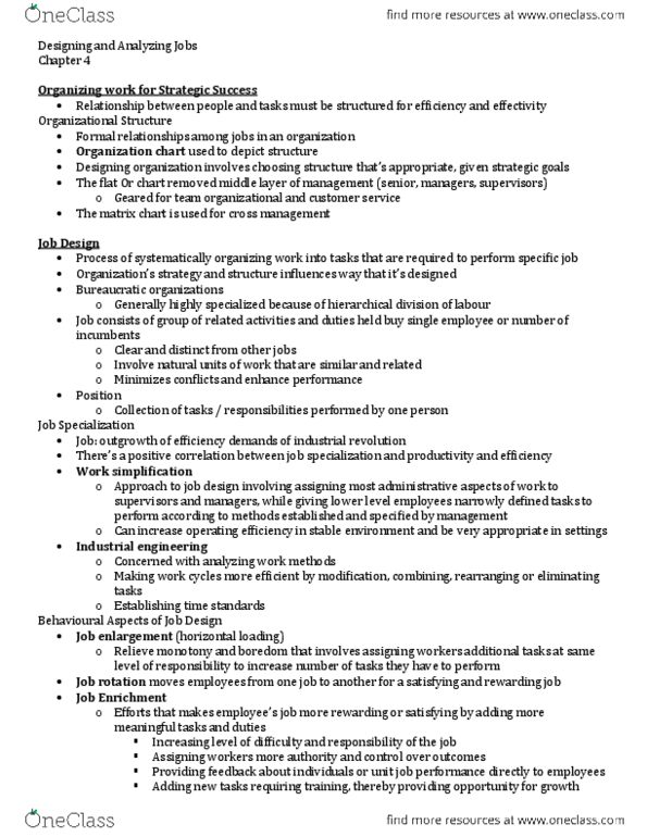 HRM200 Chapter Notes - Chapter 4: Reasonable Accommodation, Job Rotation, Job Design thumbnail