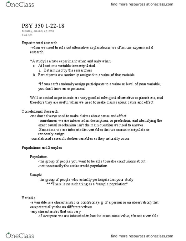 PSY 350 Lecture Notes - Lecture 1: Experiment, Psy thumbnail