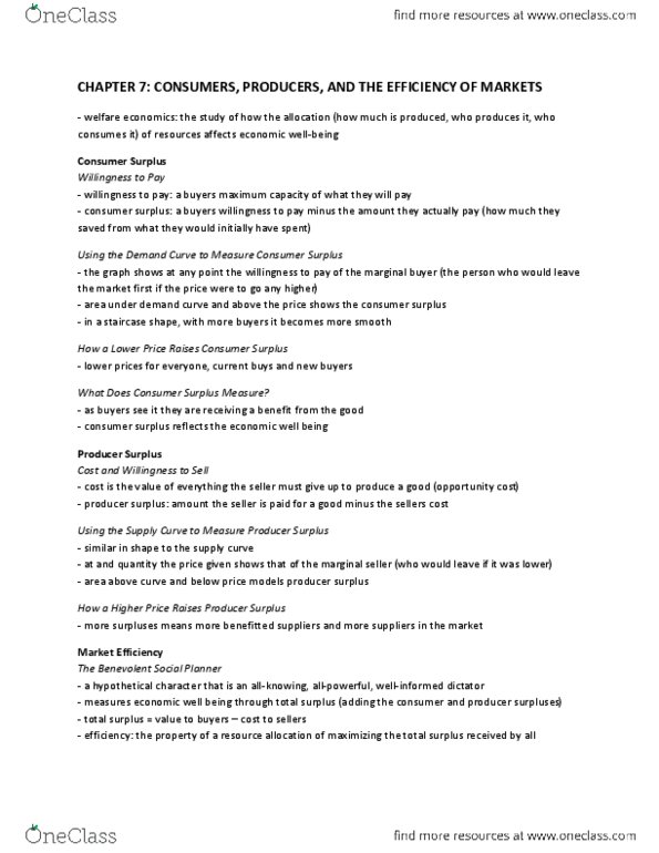 ECON 1B03 Chapter Notes - Chapter 7: Opportunity Cost, Demand Curve, Economic Surplus thumbnail