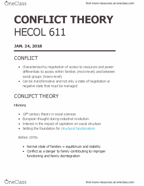 HECOL611 Lecture Notes - Lecture 1: Industrial Revolution, Structural Functionalism thumbnail