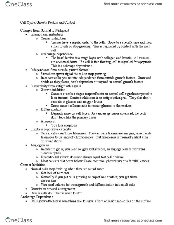 BSC 422 Lecture Notes - Lecture 3: Cytokinesis, Telophase, Fibronectin thumbnail