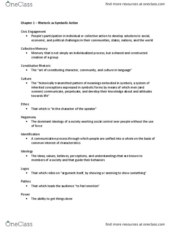 COMM 1130 Chapter Notes - Chapter 1: Pathos thumbnail