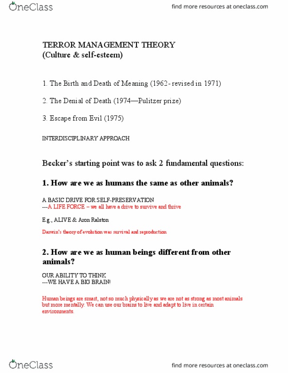 PSYCO241 Lecture Notes - Lecture 4: Electrodermal Activity, Mortality Salience, Big Bang thumbnail