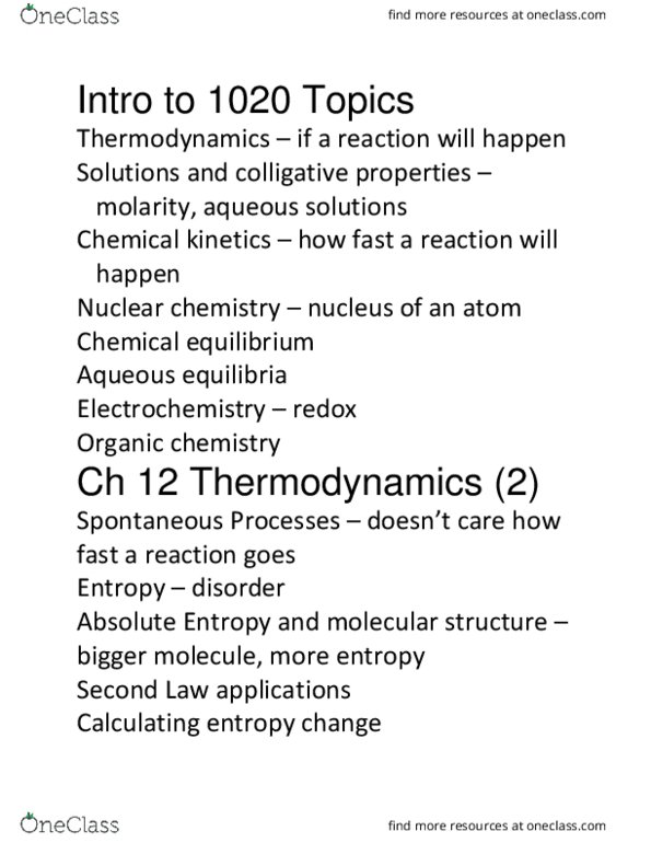 CH-1020 Chapter Notes - Chapter 12: Sodium Hydroxide, Jmol, State Function thumbnail