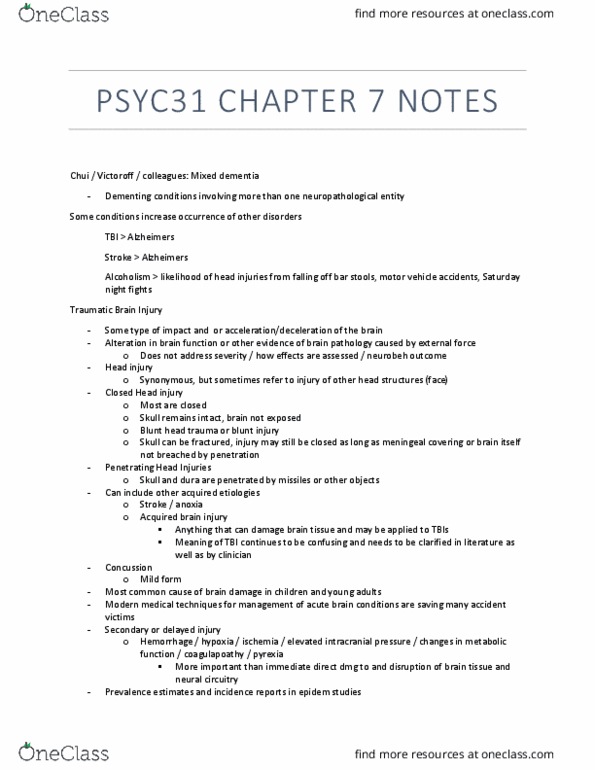 PSYC31H3 Chapter Notes - Chapter 7: Visual Field, Norepinephrine, Motor Skill thumbnail