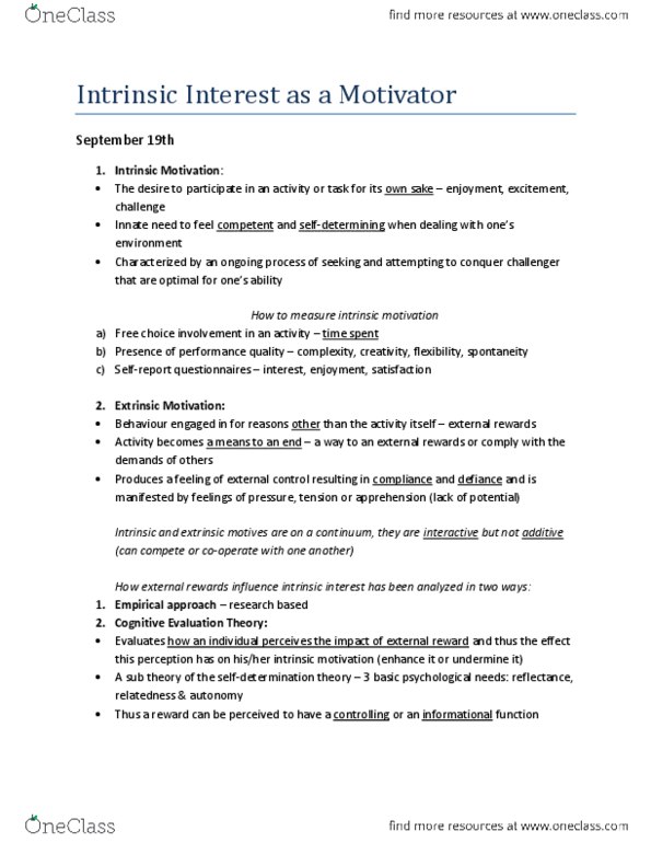 Kinesiology 1088A/B Lecture Notes - Cognitive Evaluation Theory, Motivation, Autopilot thumbnail