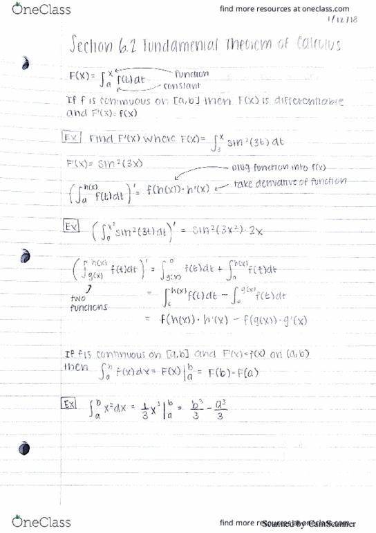 MAT 17B Lecture 3: Section 6.2 Fundamental Theorem of Calculus thumbnail