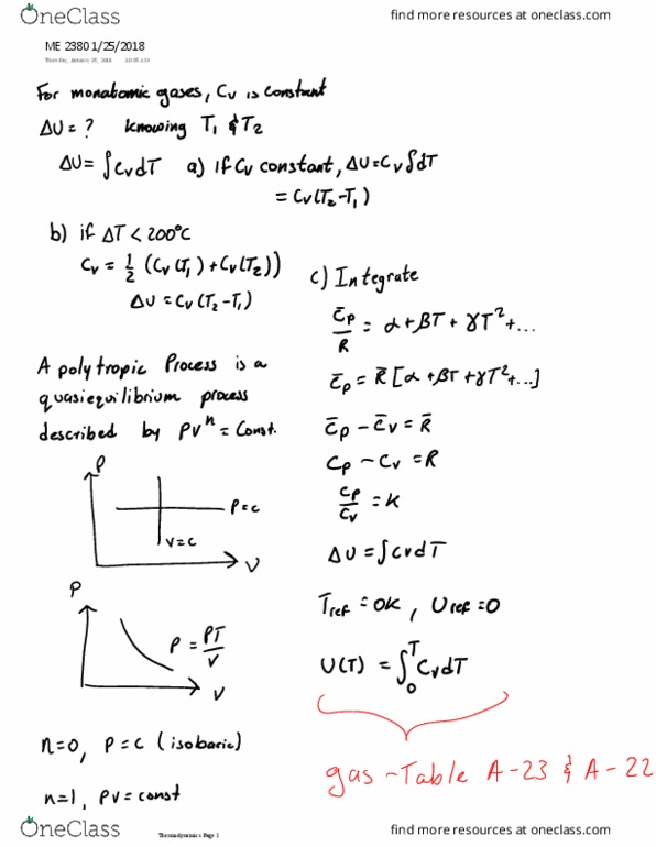 ME 2380 Lecture Notes - Lecture 8: Thermodynamics thumbnail