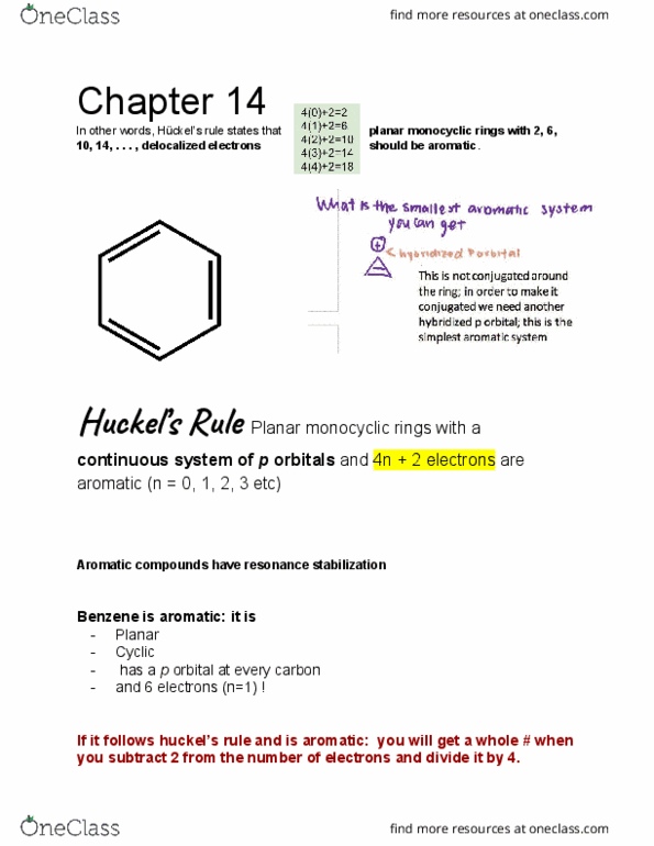 CHEM 282 Chapter Notes - Chapter 14.6 : Unpaired Electron, Antibonding Molecular Orbital, Benzene thumbnail