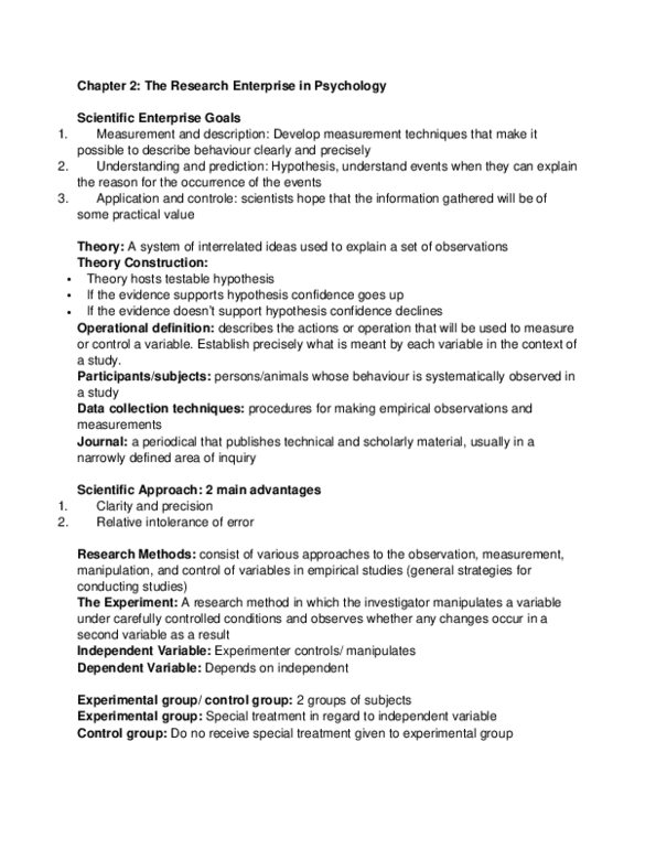 PSYC 1010 Lecture : First Test Text Readings Notes from Chapters 1,2,12 and appendix B thumbnail