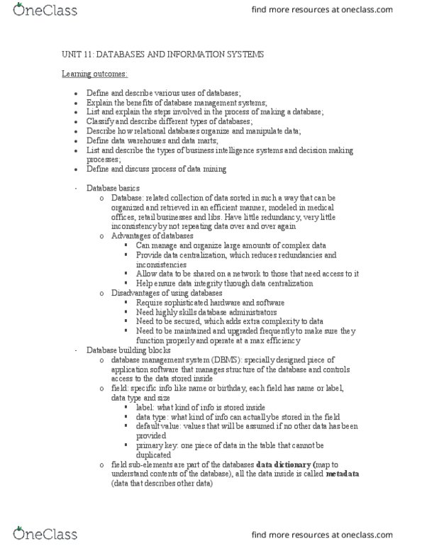CIS 1000 Lecture Notes - Lecture 11: Microsoft Access, Object Query Language, Query Language thumbnail