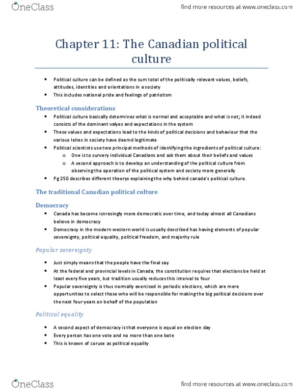 POLB50Y3 Chapter Notes - Chapter 11: Inferiority Complex, Egalitarianism, Political Freedom thumbnail