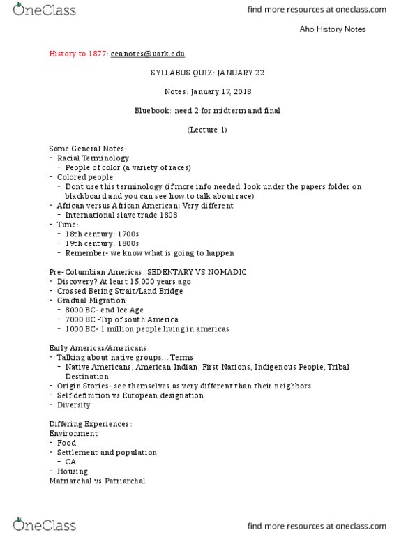 HIST 2003 Lecture Notes - Lecture 1: William Cronon, Machu Picchu, Woodhenge thumbnail