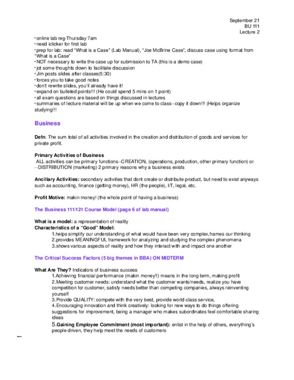 BU111 Lecture : Lecture #2-Business Intro -Course Model -Critical Success Factors thumbnail