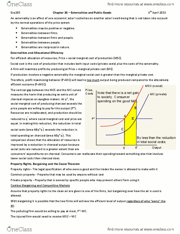 ECO205Y5 Chapter Notes - Chapter 16: Private Military Company, Cengage Learning, Social Cost thumbnail