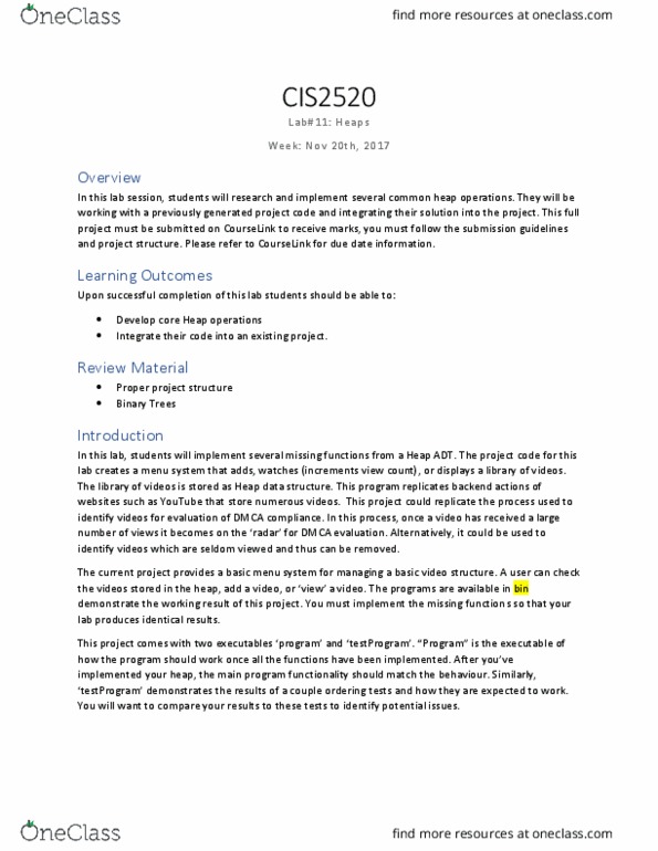 COMM-1206EL Lecture Notes - Lecture 11: Include Directive, Priority Queue, Readme thumbnail
