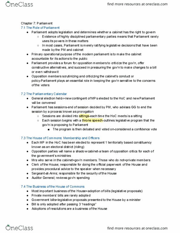 PO263 Chapter Notes - Chapter 7: Backbencher thumbnail