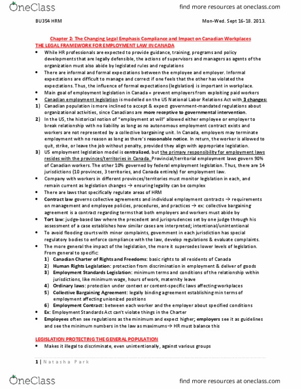 BU354 Lecture Notes - Lecture 15: Occupational Segregation, Personal Information Protection And Electronic Documents Act, Bipolar Disorder thumbnail