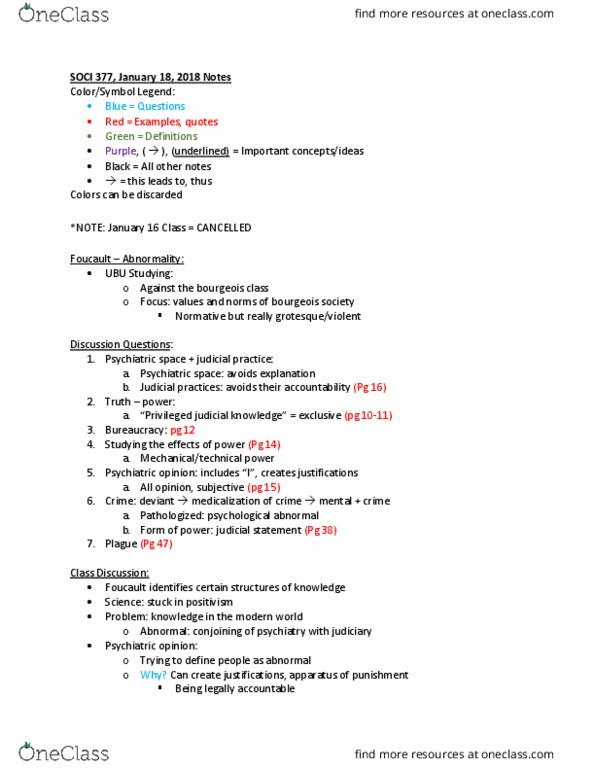 SOCI 377 Lecture Notes - Lecture 4: Genealogy, Knowledge Engineering, Medicalization thumbnail