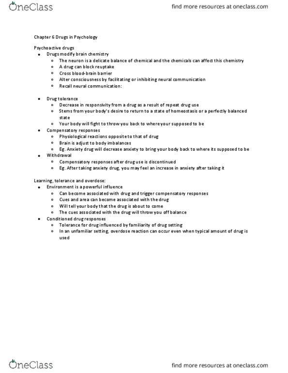 PS101 Lecture Notes - Lecture 11: Sedative, Diazepam, Methamphetamine thumbnail